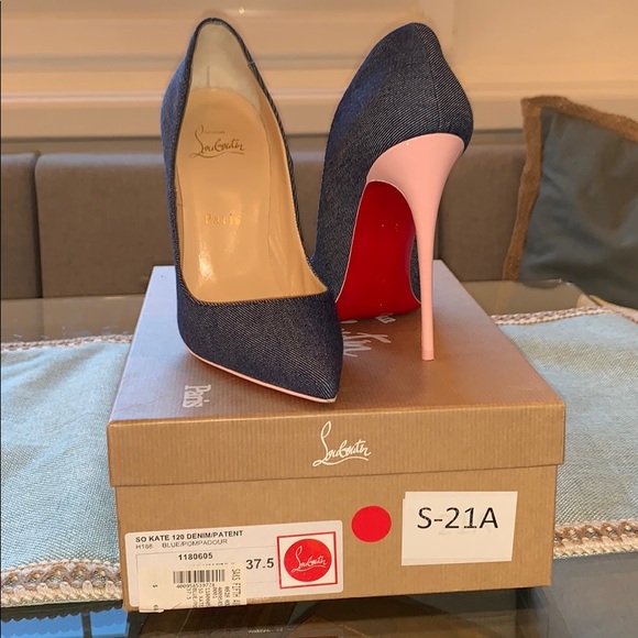 Christian Louboutin Shoes - Louboutin So Kate 120 Denim/Patent Pump - 37.5